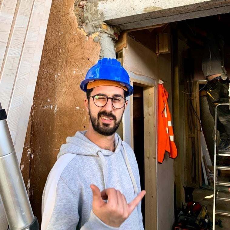 Mauro on site at Silvester Road in a hard hat